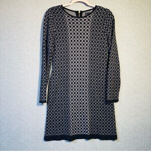 Cynthia Rowley Medium Women’s Black White Cotton Blend Long Sleeve Knit Dress